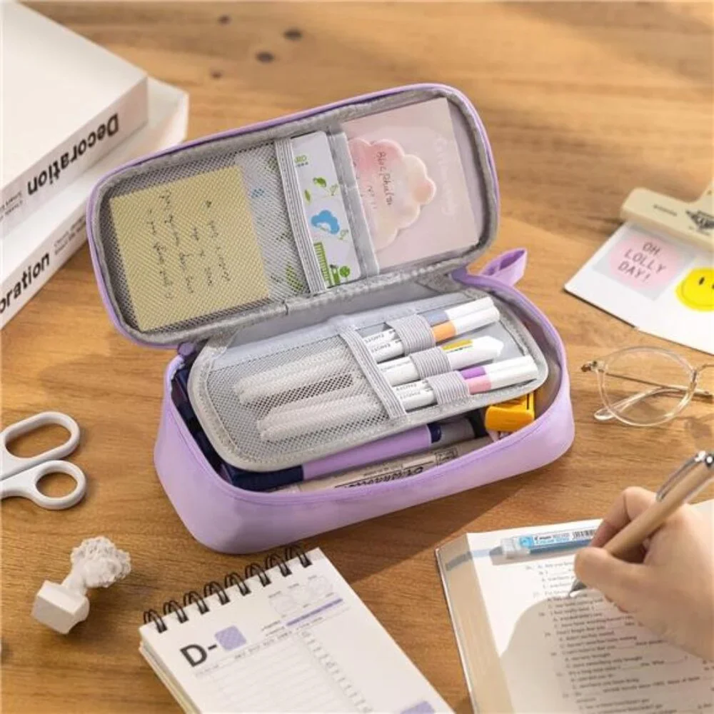 Durable Purple Pencil Case Pouch‎ Bag Storage School Supplies for Girls, Teens